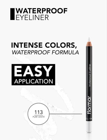 Flormar Suya Dayanıklı Mat Göz Kalemi (BEYAZ) - Waterproof Eyeliner - 113 Pure White - 8690604109135