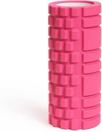 SUNYOGA Foam Roller Masaj Rulosu – Yoga, Pilates, Fitness ve Fizyoterapi İçin EVA Köpük Masaj Aleti (33x14 cm) (Pembe)