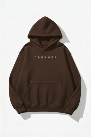 Unisex Yumuşak Dokulu Dreamer Baskılı Tasarım Oversize 3 İplik Hoodie Sweatshirt
