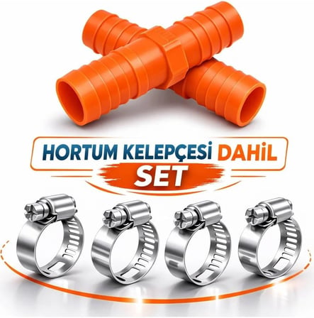 1/2 Bahçe Hortumu Bağlantı ve Onarım Seti, 2 Adet Ekleme Aparatı ve 4 Adet Kelepçe Dahil, Dayanıklı Sulama Adaptörü