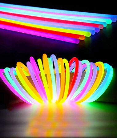 50 Çubuk 50 Aparat Toplam 100 Adet Işıklı Fosforlu Neon Stick Birleştirmeli Çubuk Glow Sticks