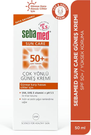 Sebamed Sun Care SPF 50+ UVA/UVB Filtresi ve E Vitamini Üçlü Yüksek Koruma Çok Yönlü Güneş Kremi 50 ml