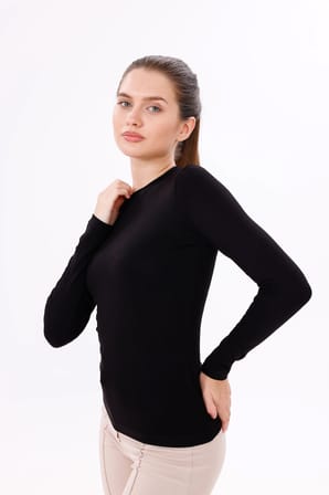 Kadın Uzun Kol Body - Bisiklet Yaka