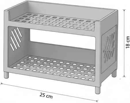 Çok Amaçlı 2 Katlı Organizer Raf – Açık Yeşil Plastik Düzenleyici Stand – Banyo, Mutfak, Masaüstü ve Ofis İçin – 25 x 18 cm