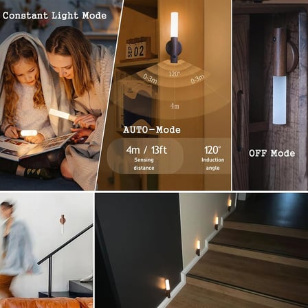LED hareket sensörlü ışık, ahşap duvar lambası, akü merdiveni, USB şarj edilebilir, vintage iç duvar lambası, dedektör, kablosuz ışık, gece lambası, manyetik çocuk odası, başucu lambası, sıcak beyaz