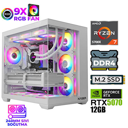 Xaser Master x6 Ryzen 7 5700X 32GB Ram 1TB M.2 NVMe SSD 12GB RTX5070 Sıvı Soğutmalı Oyuncu Bilgisayarı