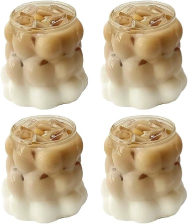 Şeffaf Kabarcıklı Cam Bardak 7 cm, Kalın Cam Mini Su, Kahve, Kola ve Meşrubat Bardağı, 4’lü Set, Dayanıklı, Modern, Ergonomik Tasarım, Kahve Yanı Üzüm Bardak.