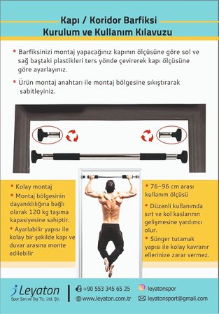 Barfiks Çubuğu 60-100 Cm Çift Süngerli Ayarlanabilir Barfiks Çekme Demiri Barfiks Aleti