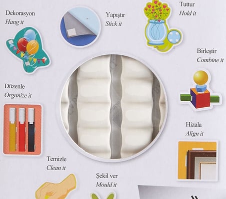 Faber-Castell Tack-it Beyaz, 50 gr, 90 Parça, Yeniden Kullanılabilir Hamur Yapıştırıcı, Sökülebilir ve İz Bırakmaz