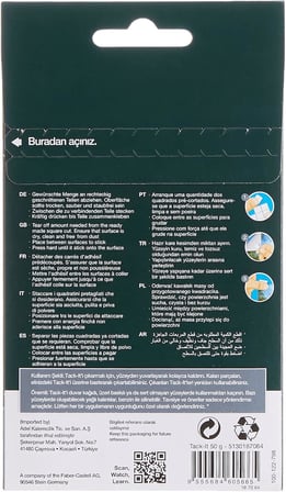 Faber-Castell Tack-it Beyaz, 50 gr, 90 Parça, Yeniden Kullanılabilir Hamur Yapıştırıcı, Sökülebilir ve İz Bırakmaz
