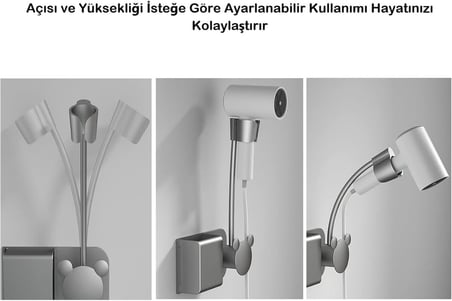 Ayarlanabilir Eller Serbest Saç Kurutma Makinesi Tutucu Pratik Banyo Organizeri- Delme Gerektirmez