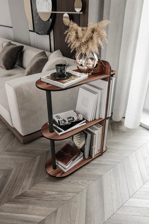 Modern Yan Sehpa Kitaplık | 3 Katlı Dekoratif Raf Ünitesi | Şık Siyah Renk, Dayanıklı Ahşap Tasarım | Oturma Odası, Yatak Odası ve Ofis İçin Çok Amaçlı