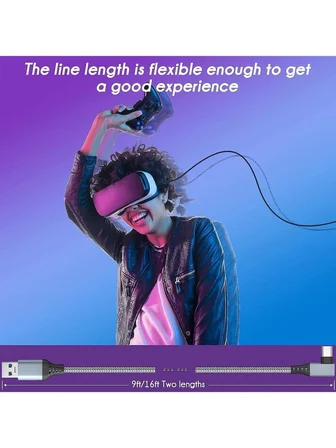 Vr5 Usb3.2 Oculus Quest 3/2/1 Pico 4 Aksesuarları ve PC/Steam VR, 5Gbps Yüksek Hızlı PC Veri Aktarımı, VR Kulaklık, Oyun Bilgisayarı, Sanal gerçeklik gözlüğü uyumlu 5 metre