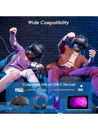 Vr5 Usb3.2 Oculus Quest 3/2/1 Pico 4 Aksesuarları ve PC/Steam VR, 5Gbps Yüksek Hızlı PC Veri Aktarımı, VR Kulaklık, Oyun Bilgisayarı, Sanal gerçeklik gözlüğü uyumlu 5 metre