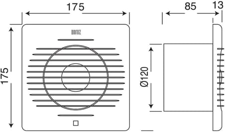 Horoz 12 cm 120’lik Banyo Mutfak Tuvalet Havalandırma Fanı | 15W Sessiz Aspiratör, 1900 RPM, 120 m³/h Debi, IP20 Koruma, ABS Plastik, 220V – Enerji Verimli ve Dayanıklı Fan