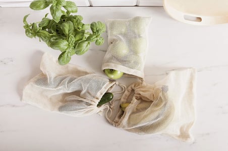 York file torba 3'lü set sebze torbası, meyve torbası, tekrar kullanılabilir alışveriş filesi, pamuk, meyve filesi, file çanta, 30 x 35 cm – 25 x 30 cm – 18 x 23 cm, Eco Natural, beyaz