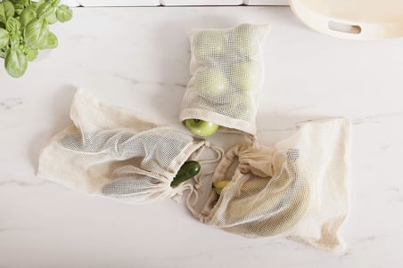 York file torba 3'lü set sebze torbası, meyve torbası, tekrar kullanılabilir alışveriş filesi, pamuk, meyve filesi, file çanta, 30 x 35 cm – 25 x 30 cm – 18 x 23 cm, Eco Natural, beyaz