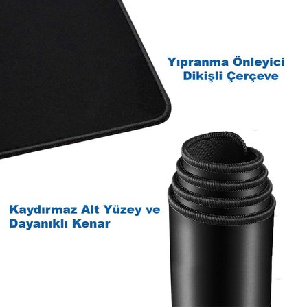Oyuncu Mouse Pad, Fare Altlığı, Kenar Dikişli, Kaymaz Taban, Ofis Tipi, Pürüzsüz Yüzey, Çalışma Masası Altlığı (90x40 XL)