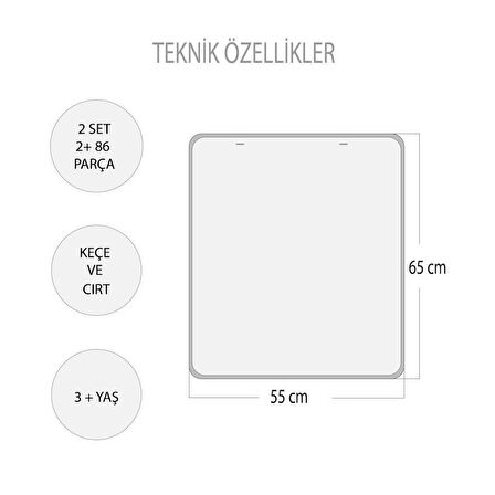 2 Set - 86 Parça İngilizce Takvimi Öğreniyorum (2023) Keçe Duvar Panoları , Eğitici Oyuncak