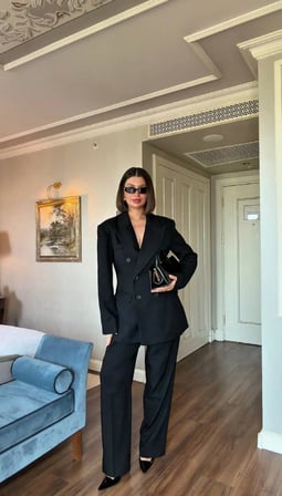 Kruvaze Yaka Blazer Ceket - Klasik Kesim Kadın Takım Ceketi