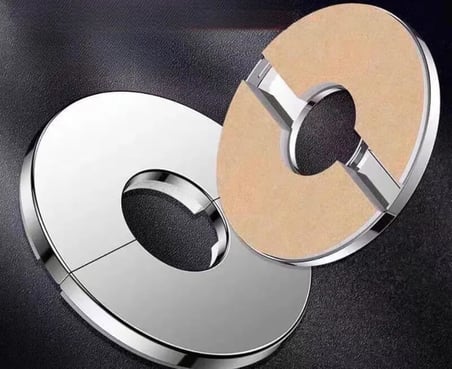 Geçmeli Musluk Aynası ve Rozeti 2 Parçalı Kendinden Yapışkanlı Paslanmaz Çelik Dekoratif Kapak Musluk Sökmeden Kolay Montaj Duvar Boşluğu Kapatıcı Batarya Aynası (ÖLÇÜ:10x4x3CM)