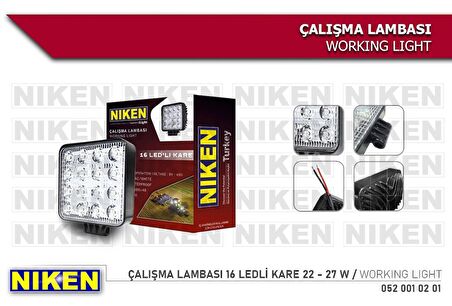 Niken Pro 16 Led Kare Off Road Sis Farı Çalışma Lambası 4 Adet 12-24V 27W