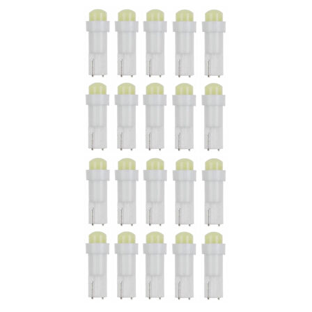 T5 Beyaz Led Mini Dipsiz Gösterge Ampul 12V 5000K 20 Adet