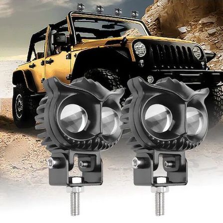 Beyaz Sarı Led Baykuş Off Road, Motosiklet Sis Farı Çalışma Lambası 12-24V 50W