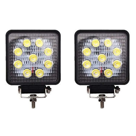 Wolfram 9 Led Kare Off Road Sis Farı Çalışma Lambası 2 Adet 10-30V 27W