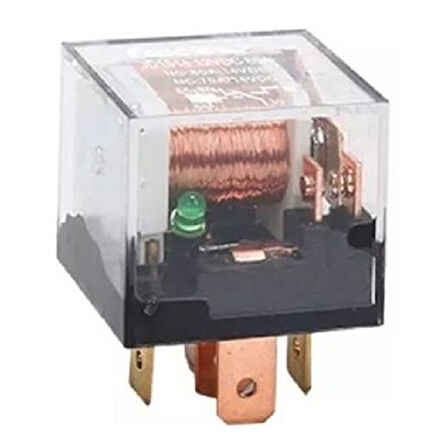 İnwells Şeffaf Mini Ledli Röle Su Geçirmez 5 Uçlu 12V 40 Amper (1 Adet)