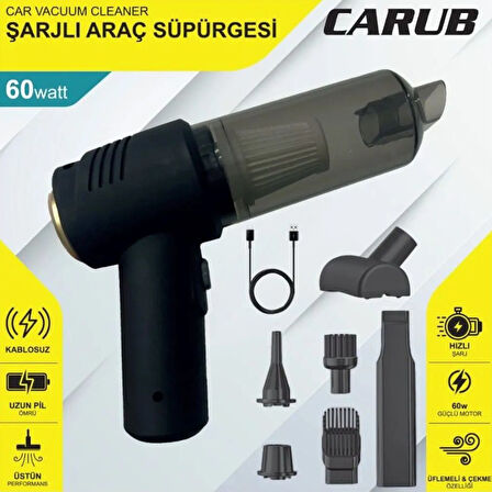 Carub Kablosuz Şarjlı Oto, Araç El Süpürgesi Çekme Üfleme 60W