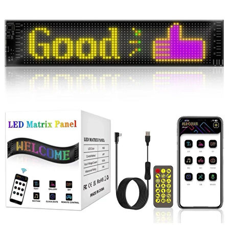 Dijital Led Matrix Panel Animasyon Kayar Led Kumandalı 12x60cm