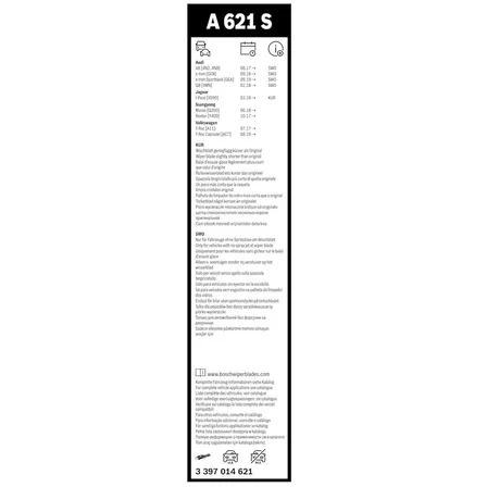 Bosch VW T-Roc Silecek Takımı Aerotwin 650/500 2017-2025 A621S