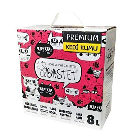Bastet Topaklanan Premium Doğal Kedi Kumu 2 Adet 8 Lt 