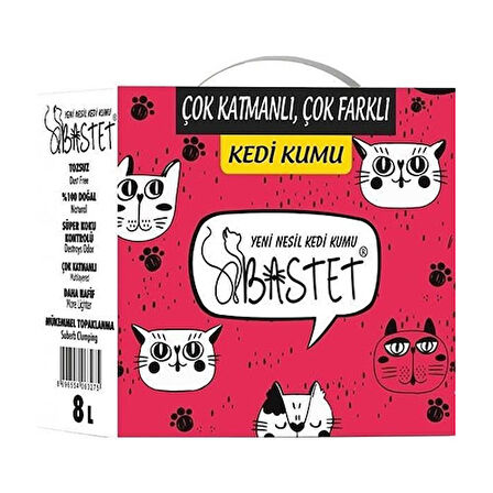 Bastet Topaklanan Premium Doğal Kedi Kumu 2 Adet 8 Lt 