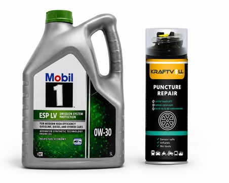 MOBİL 1 ESP LV 0W-30 MOTOR YAĞI 5 Litre + Lastik Tamir Kiti 400 ml