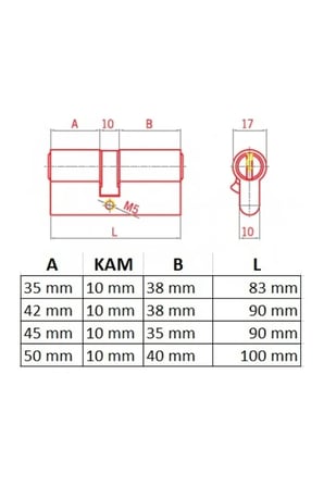 İto Kilit Rotex 100 mm Zamak Barel 5 Pimli Standart Silindir (50+10+40 mm)