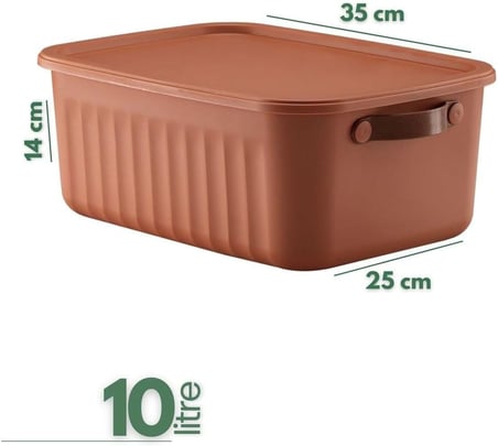 1 Adet Düzenleyici Kapaklı Kutu, Dekoratif Saklama Kutusu, Organizer (35cm*25cm*14cm) KİREMİT 10 LİTRE