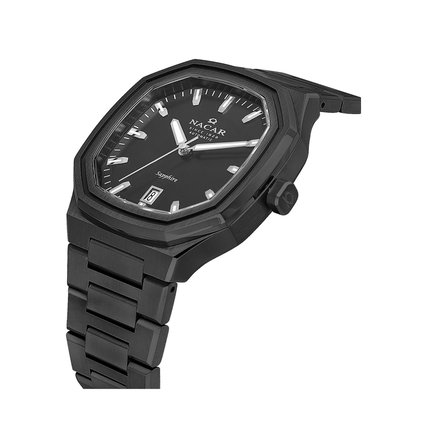 Nacar Nc40-290607-bbm Otomatik Erkek Kol Saati Çelik Safir Cam Siyah