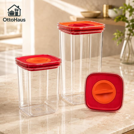 3’lü Tam Vakumlu Sızdırmaz Saklama Kabı Seti, 500ml-1100ml-1700ml, Şeffaf Gıda ve Sıvı Saklama Kabı