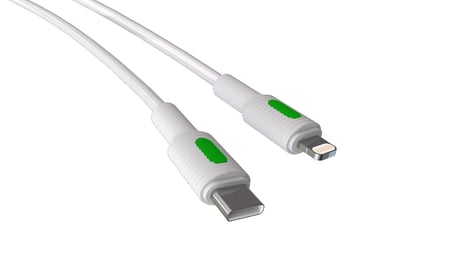REMORAX Coral Type C-Lightning PD Hızlı Şarj Kablosu (Beyaz + Yeşil/Beyaz Uç) (120 CM)