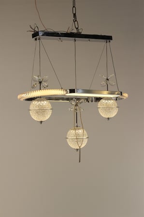 Lüks Krom Sıralı Seri Kelebek Kristal Taşlı 3 Renk Led Modern Avize