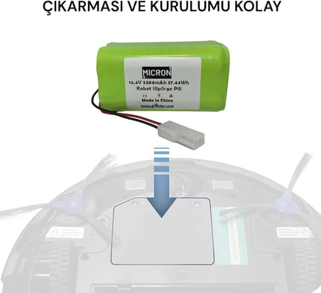Micron Mi Vacuum Mop 2in1 Essential Akıllı Robot Süpürge Bataryası (MJSTG1) 14.4v 3200 Mah Pil Yüksek Kapasite 1.5 Kata Kadar Daha Uzun Kullanım