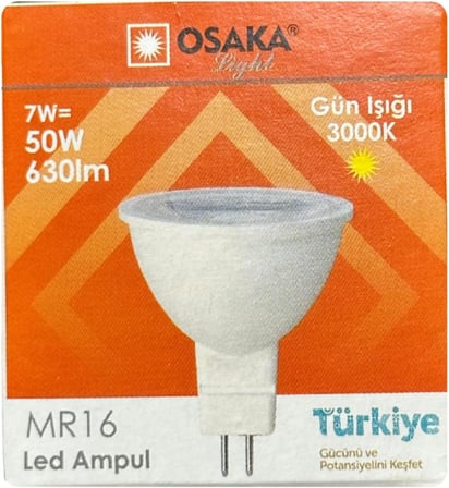 LED Ampul, 7W (50W), Sarı Işık (3000K), MR16 G4 Duylu, 2 Adet