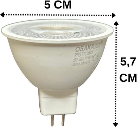 LED Ampul, 7W (50W), Sarı Işık (3000K), MR16 G4 Duylu, 2 Adet
