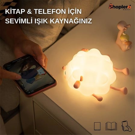 Silikon Koyun Gece Lambası, Yatak Odası İçin, 3 Seviyeli Kısılabilir Parlaklı, Yumuşak Işıltılı Başucu Lambası, Emzirme, Küçük Çocuklar, Bebekler, Çocuk Odaları, Doğum Günü, Şarjlı Lamba