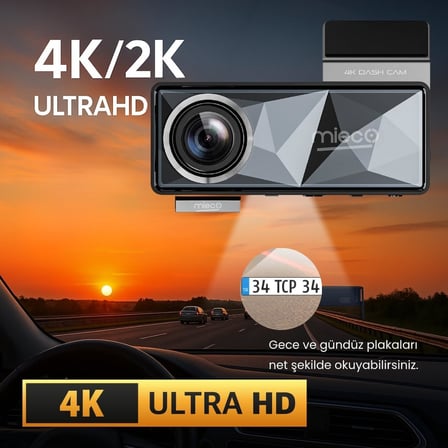 A11 Wifi/App/ 4K Uhd/ 150° Ultra Geniş Açı/Gece Görüş/GPS/Adas Özellikli Araç Kamerası