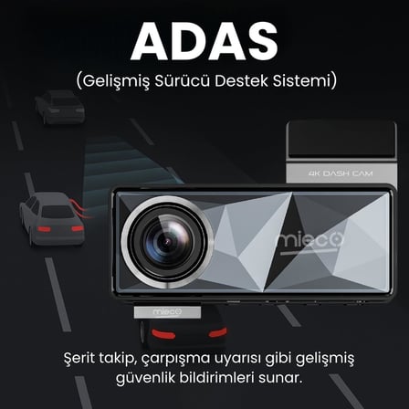A11 Wifi/App/ 4K Uhd/ 150° Ultra Geniş Açı/Gece Görüş/GPS/Adas Özellikli Araç Kamerası