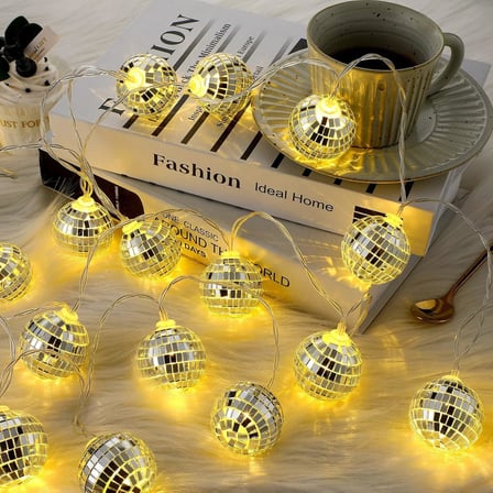 10'lu Noel LED Disko Topu Işık Mini Ayna Topu Şerit Işık İç Dış Mekan Parti Bahçe Dekoru