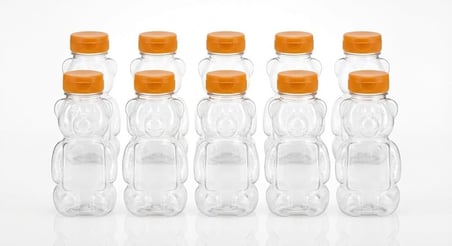 10 Adet 250 ml Ayıcık Şeklinde Pet Şişe BPA İçermez Ayıcıklı Şişe Meyve Suyu ve Su Şişesi Okul Kreş Piknik ve Günlük Kullanım İçin